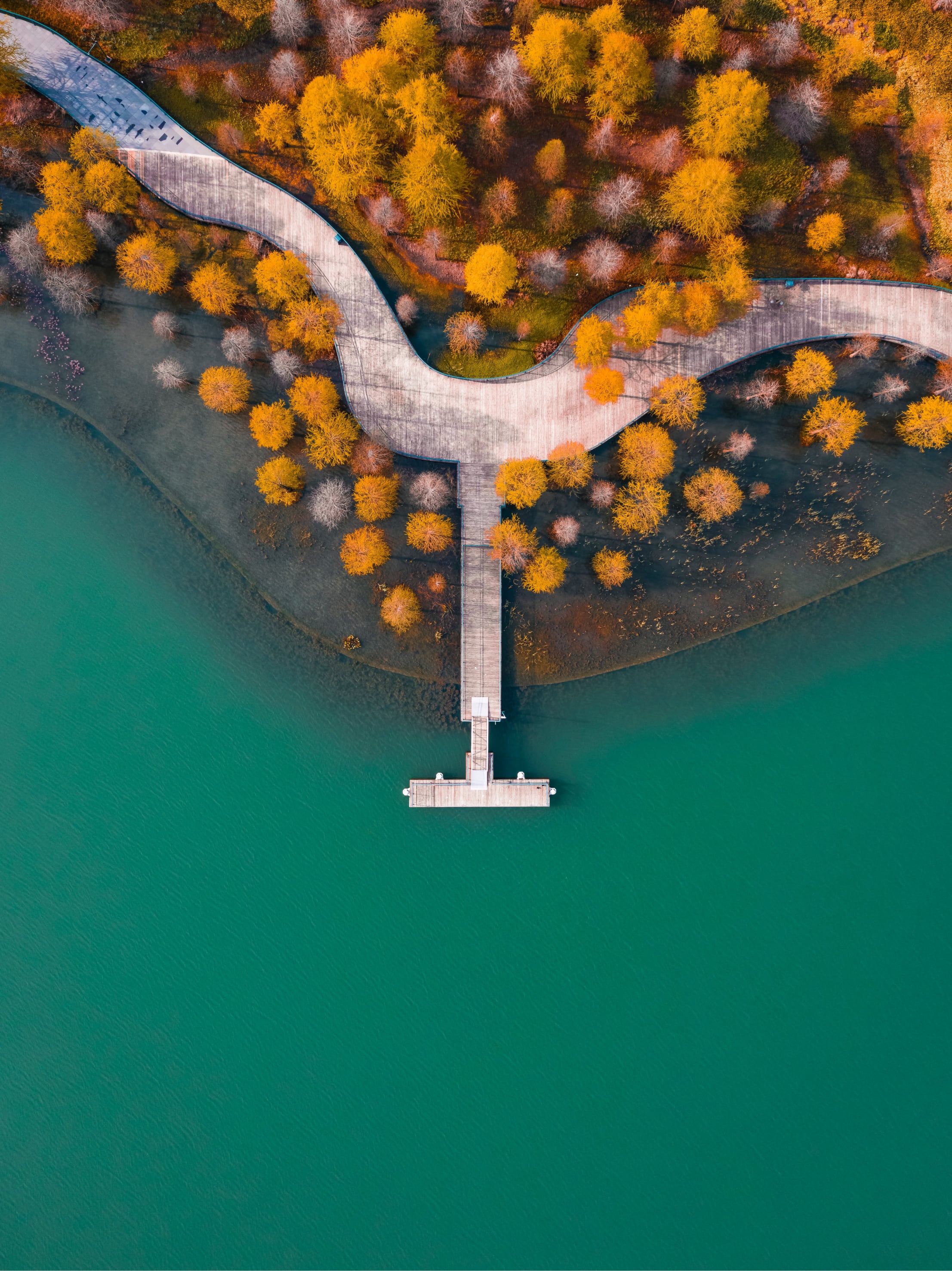 Photographie d'art en plexiglas montrant un parc de Shanghaï vu du ciel par un drone