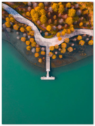 Tableau photo d'art en plexiglas montrant un parc de Shanghaï vu d'un drone