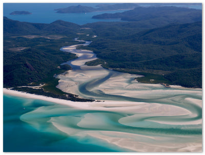 Tableau photo d'art en plexiglas montrant la plage de Whitehaven aux Whitsundays (Australie)